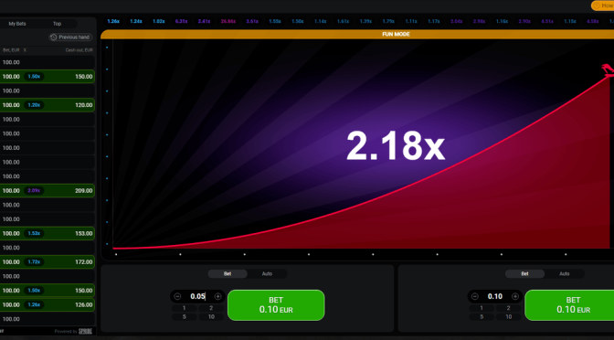 Aviator crash betting game screenshot