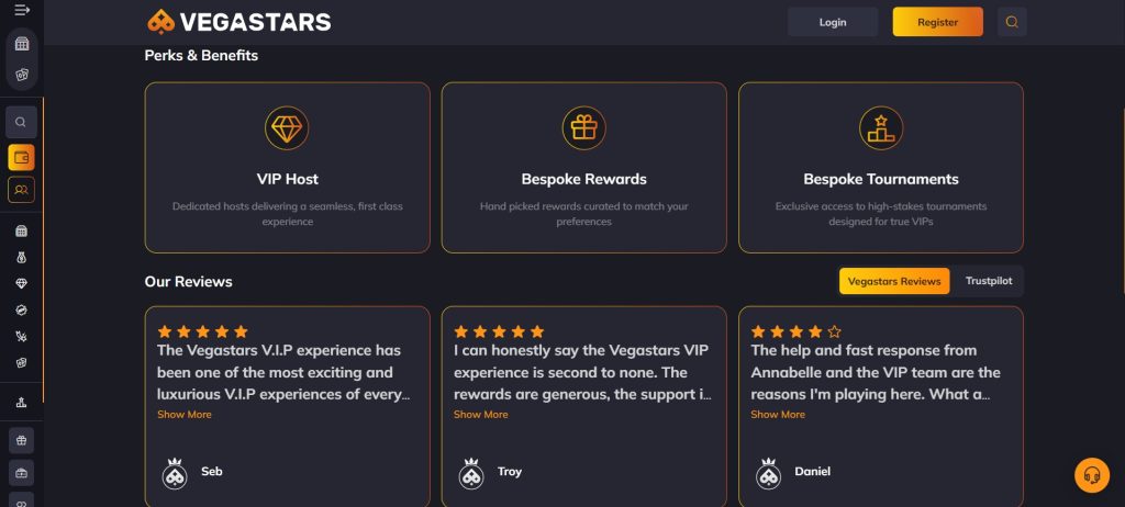 Vegastars casino VIP rewards