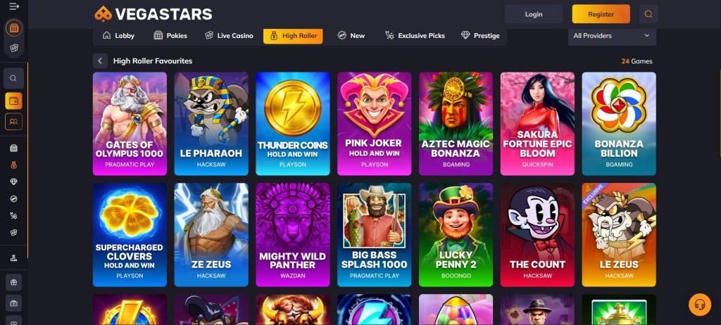 Vegastars casino games