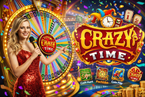 Crazy Time live dealer casino game illustration