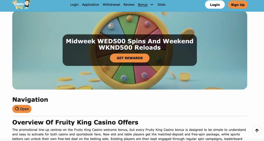 Fruity King Casino bonuses