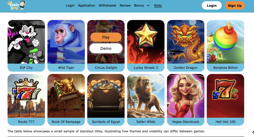 Fruity King Casino Games