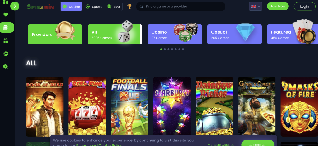 Spinzwin Casino games