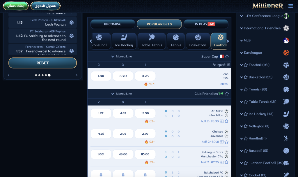 Millioner casino sports